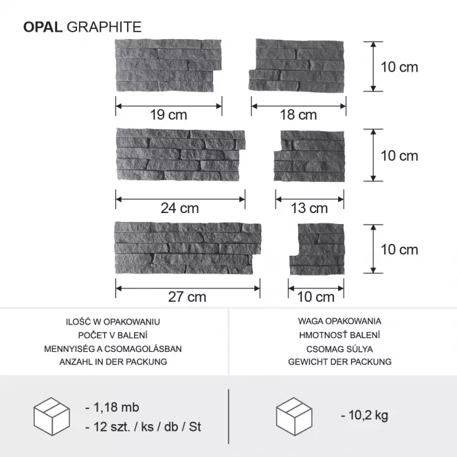 Betónový Obkladový Kameň Opal Grafitová Rohový