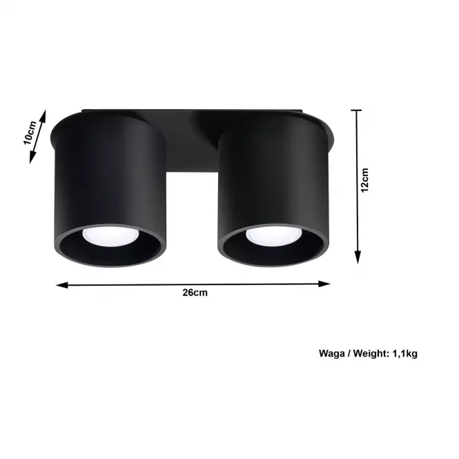 Stropná Lampa Orlando 2 BLACK A-054