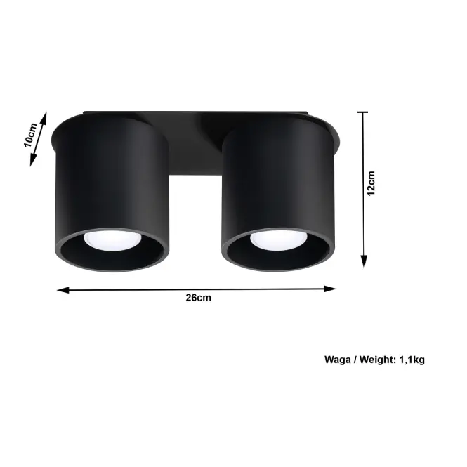 Stropná Lampa Orlando 2 BLACK A-054,4