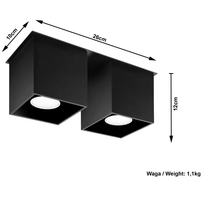 Stropná Lampa Dallas 2 BLACK A-063