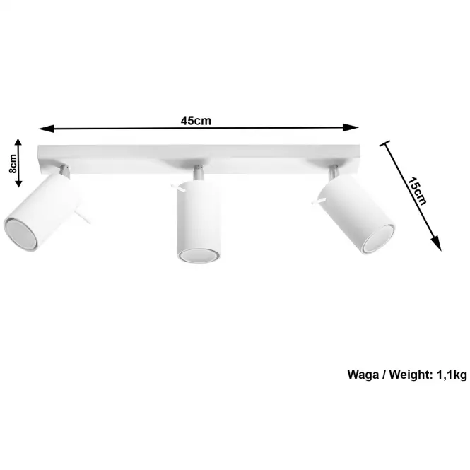 Stropná Lampa Oregon 3 WHITE A-089
