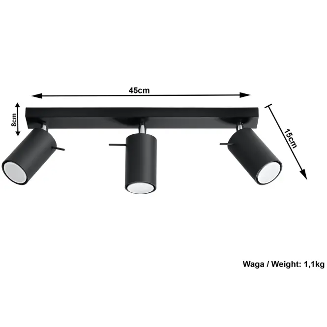 Stropná Lampa Oregon 3 BLACK A-093,4