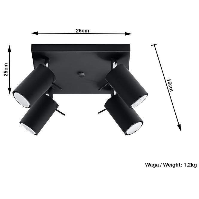 Stropná Lampa Oregon 4 BLACK A-094