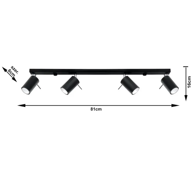 Stropná Lampa Oregon 4L BLACK A-332,6