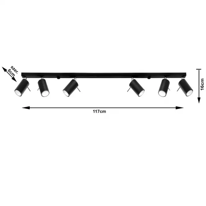 Stropná Lampa Oregon 6L BLACK A-334