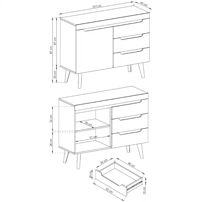 Komoda NORDI NKSZ107 biela,4