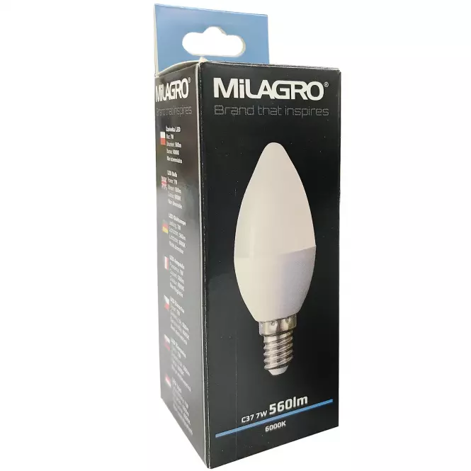 LED žiarovka candle 7W E14 6000K 395 Milagro,3