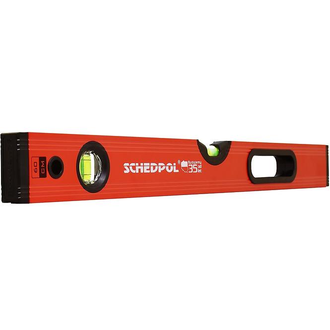 Červená vodováha Professional  s horizontálnym a vertikálnym ukazovateľom s magnetmi 100 cm SCHEDPOL