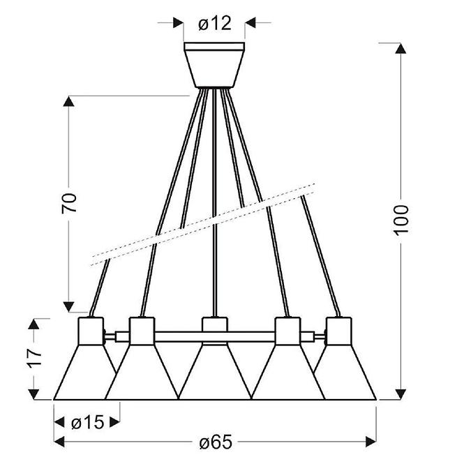 Závesné svietidlo More 5x40W E27 čierne matné,3