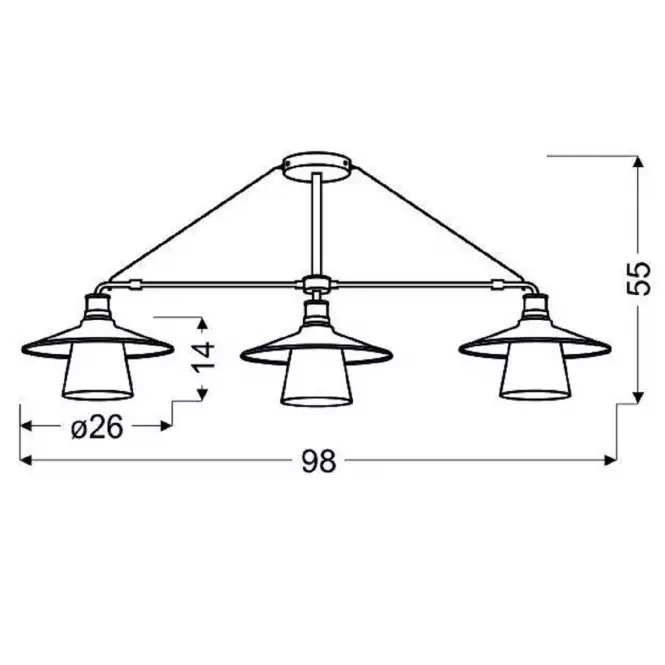  Závesné svietidlo Loft 3x60W E27 čierne
