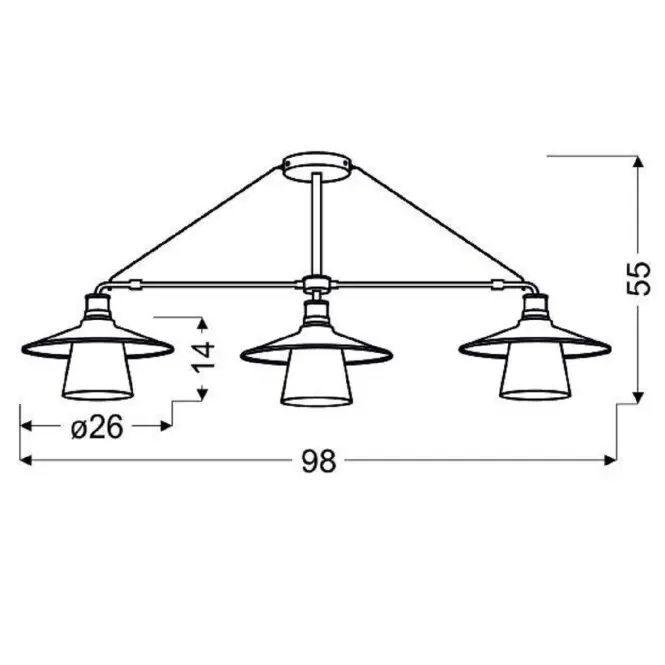 Závesné svietidlo Loft 3x60W E27 čierne