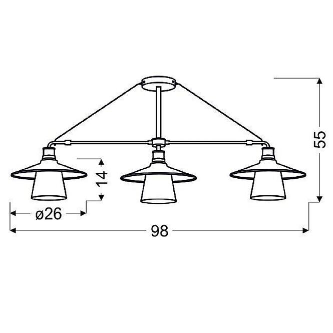 Závesné svietidlo Loft 3x60W E27 čierne,3