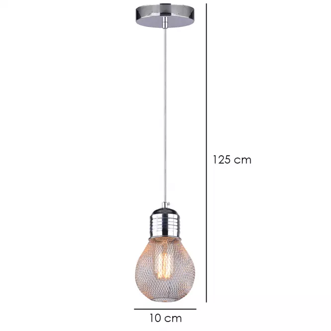 Gliva Závesné svietidlo 1x60w E27 Chróm (bez žiaroviek),3