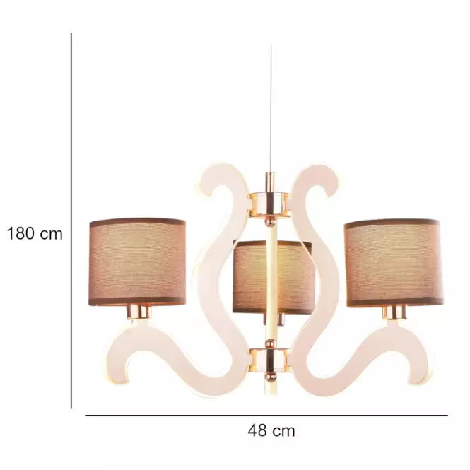 Ambrosia 3 Závesné svietidlo 3x40W E14 + 18,4W LED meď,3