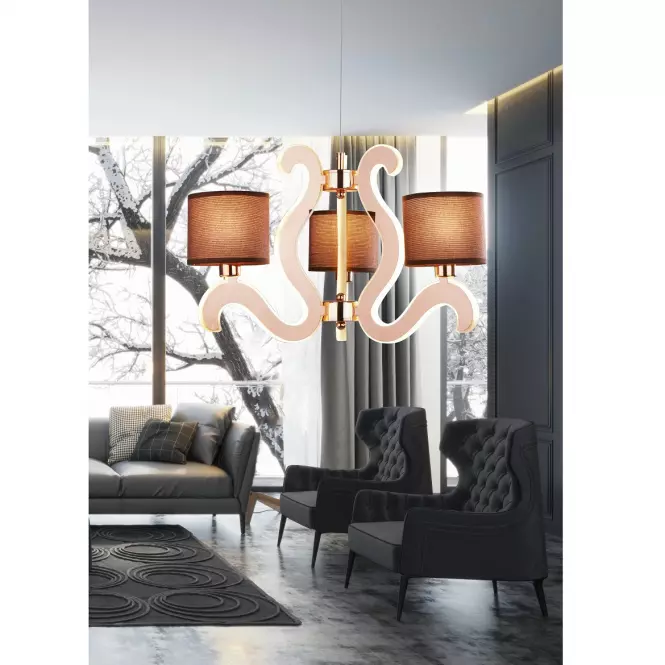 Ambrosia 3 Závesné svietidlo 3x40W E14 + 18,4W LED meď,5
