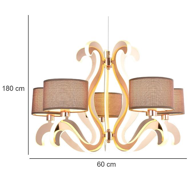 Ambrosia 3 Závesné svietidlo 5x40w E14 + 43,4w Led Meď