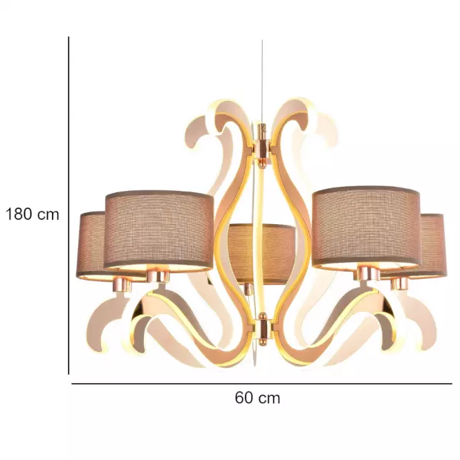 Ambrosia 3 Závesné svietidlo 5x40w E14 + 43,4w Led Meď,3