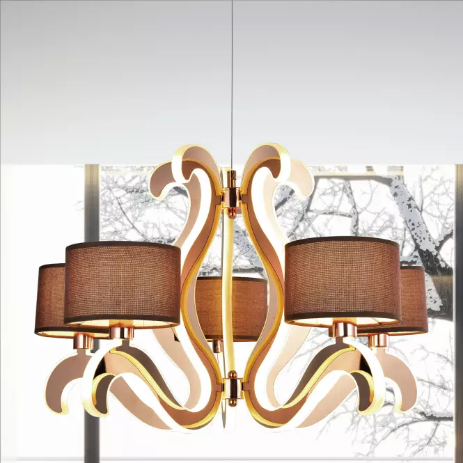 Ambrosia 3 Závesné svietidlo 5x40w E14 + 43,4w Led Meď,4