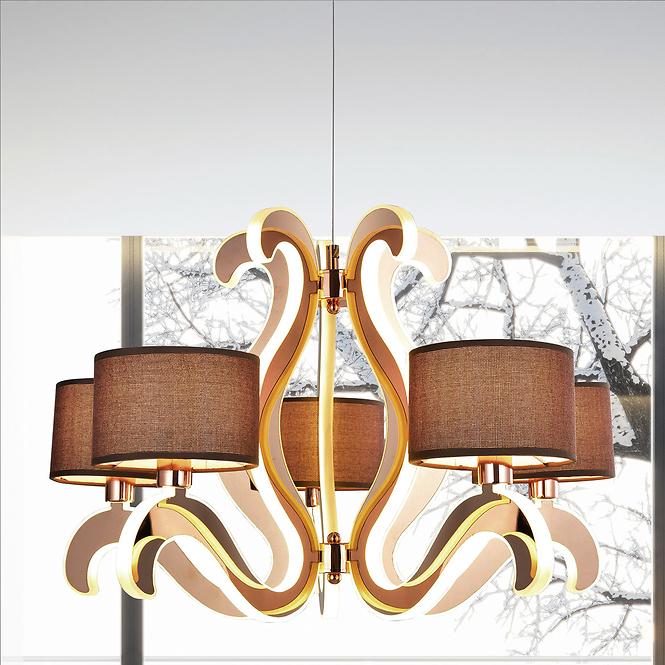 Ambrosia 3 Závesné svietidlo 5x40w E14 + 43,4w Led Meď,4