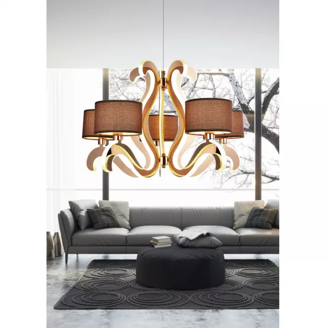 Ambrosia 3 Závesné svietidlo 5x40w E14 + 43,4w Led Meď,5