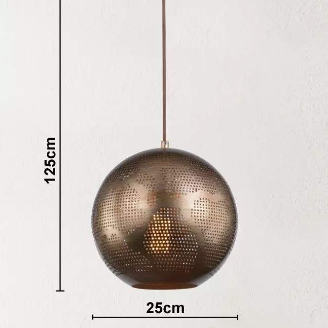 Závesné svietidlo guľa Ø25 cm 1x60W E27 medená