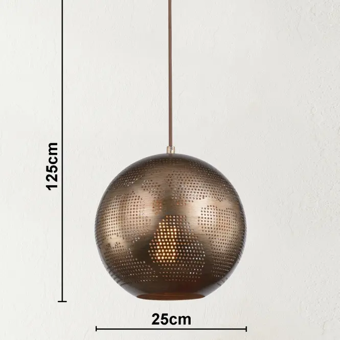 Závesné svietidlo guľa Ø25 cm 1x60W E27 medená,4