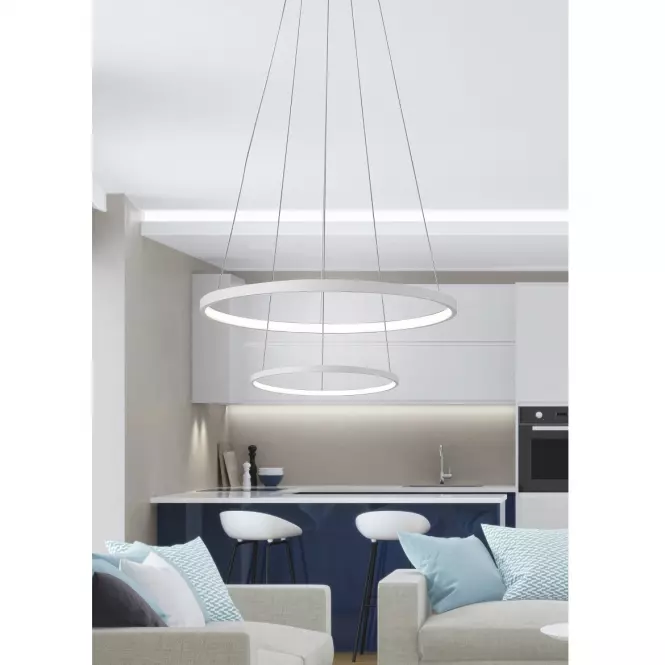 Závesné svietidlo Lune 50 dvojité okrúhle 40W LED 4000k Biela
