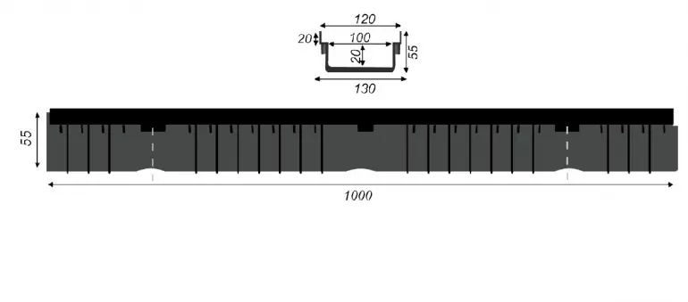 Odtokový žľab KL A15 1000x130x55,2