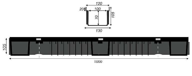 Odtokový žľab KL.A15 1000X130X105