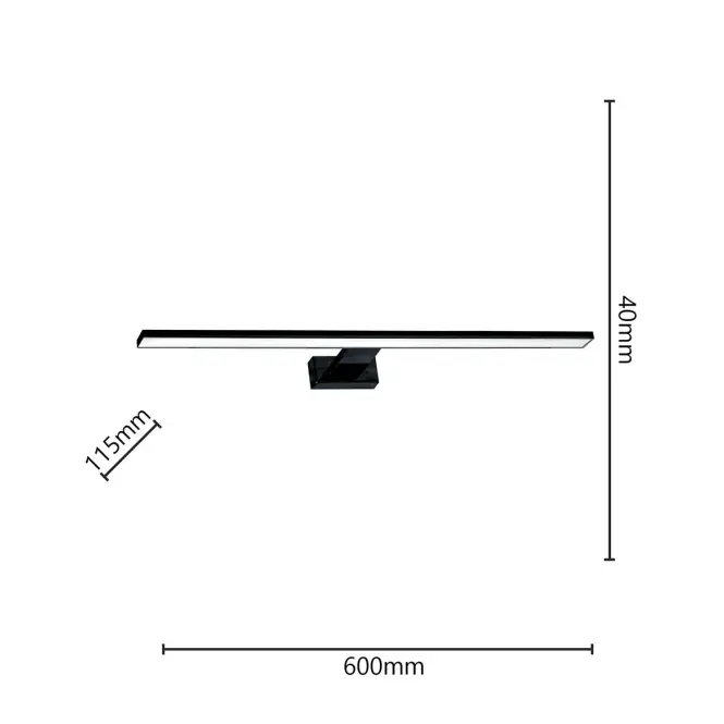 Nástenné svietidlo  Shine Black 4382 čierna 60 cm IP44 K1,3