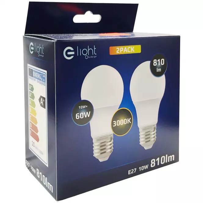 Žiarovka LED 2PACK A60 E27 10W 3000K,3