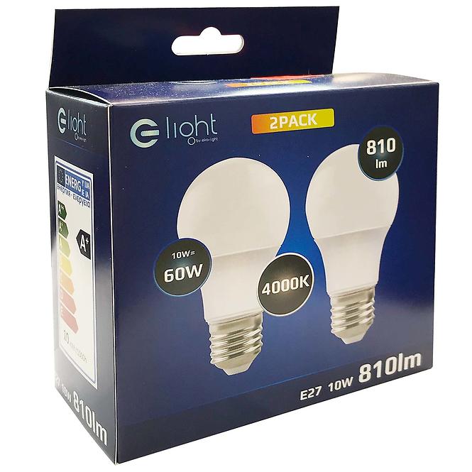 Žiarovka LED 2PACK A60 E27 10W 4000K