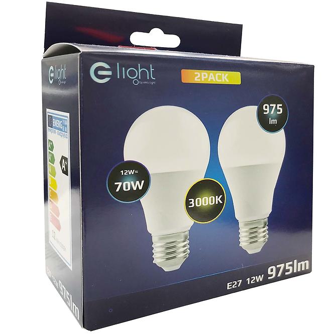 Žiarovka LED 2PACK A60 E27 12W 3000K