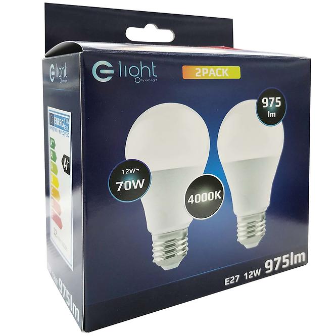 Žiarovka LED 2PACK A60 E27 12W 4000K