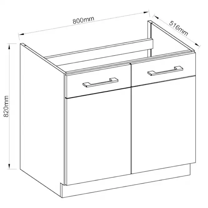 Skrinka do kuchyne VIGO grafit mat 80ZL 2F BB,3