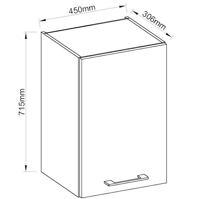 Skrinka do kuchyne VIGO grafit mat 45G-72 1F,3