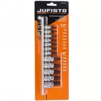 Súprava bitov Torx, 1/4˝, 35 mm T 8/10/15/20/25/27/30, 3/8˝, 50 mm T 40/45/ 47/50/55, 9 ks, Jufisto