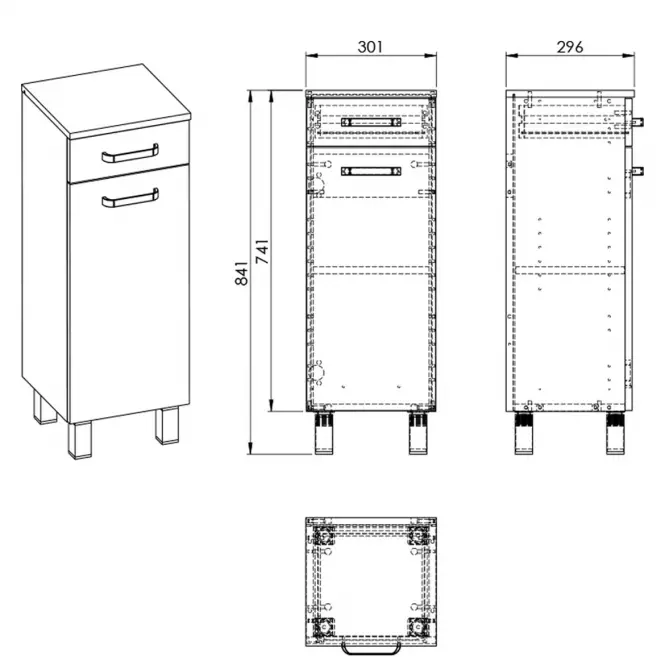 Komoda Uno 30 1D 1S white,2