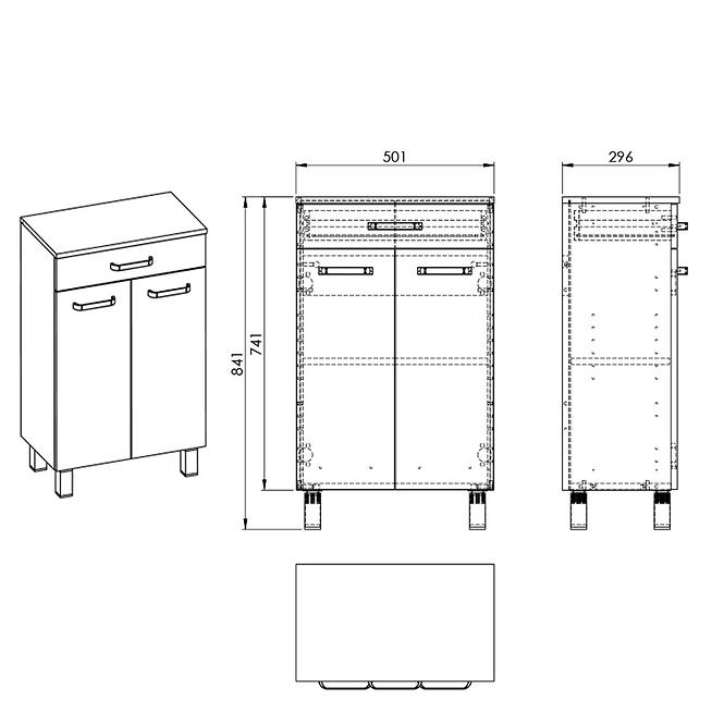Komoda Uno 50 2D1S white