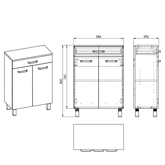 Komoda Uno 60 2D1S white