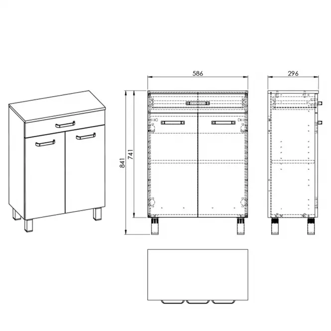 Komoda Uno 60 2D1S white,2