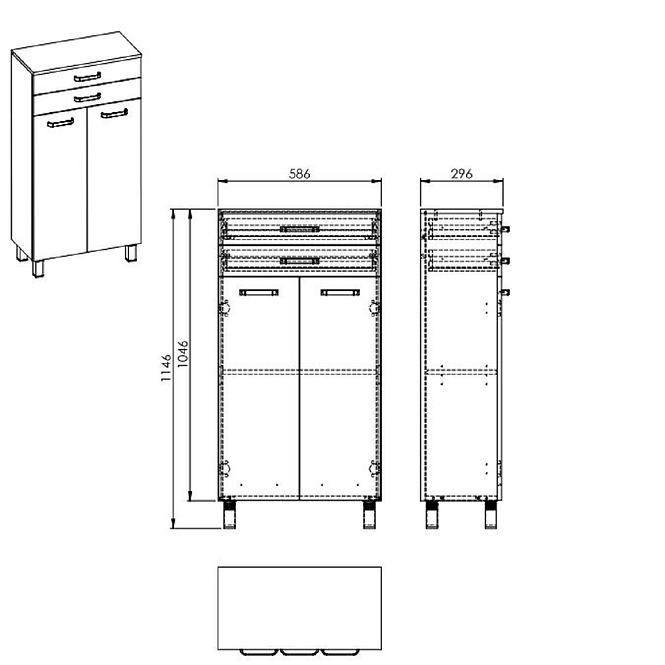 Skrinka Uno 60 2D2S white,2