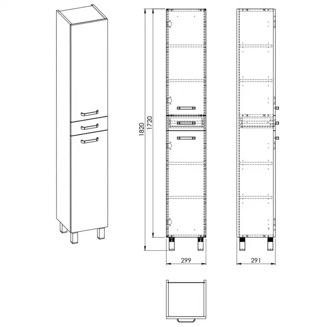 Stĺpik Uno 30 2D1S white,2