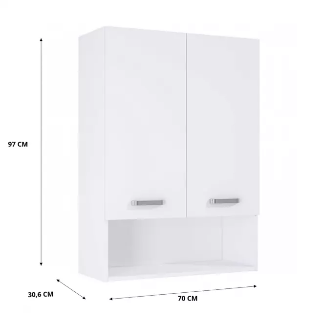 Závesná kúpeľňová skrinka nad práčkou Uno 70 2D white,2