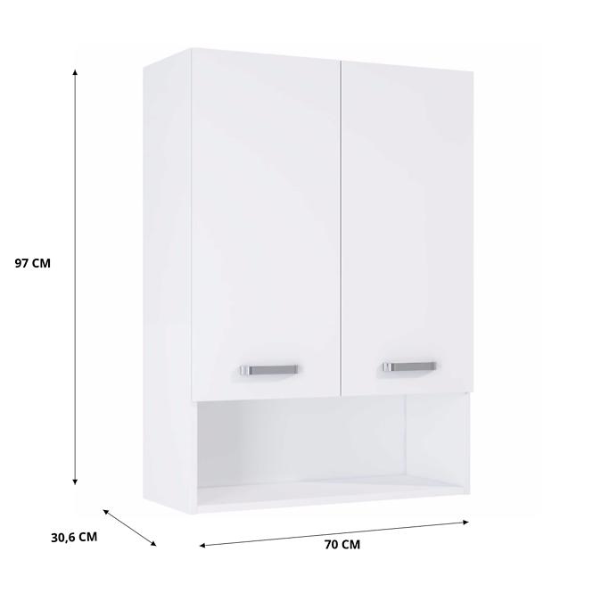 Závesná kúpeľňová skrinka nad práčkou Uno 70 2D white,2
