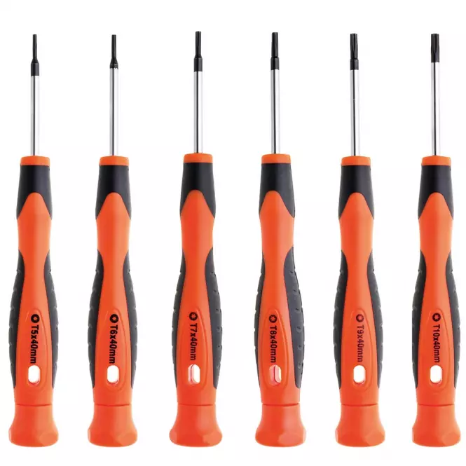 Skrutkovače precízne, T5/T6/T7/T8/T9/T10 x 40 mm, sada 6 ks, Jufisto