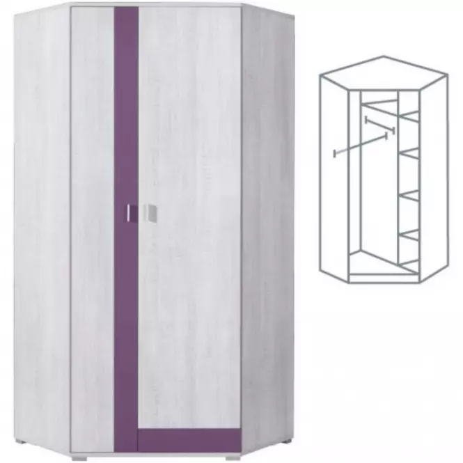 Rohová skriňa Next NX-2 90 cm borovica biela/viola,3
