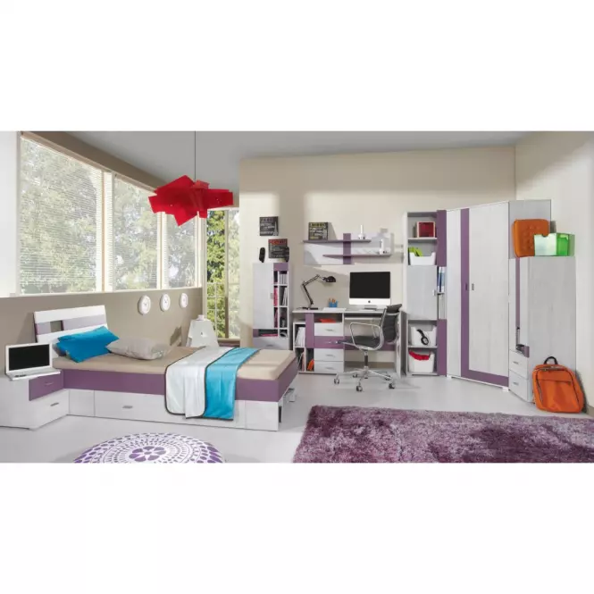 Rohová skriňa Next NX-2 90 cm borovica biela/viola,5