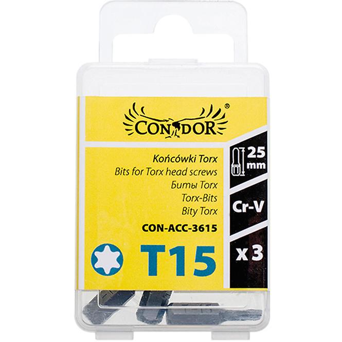 Bit Torx, T15 x 25 mm, 3 ks, Drel