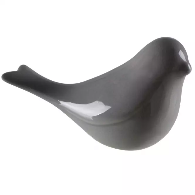 Keramická figúrka lastovička, výš. 8 cm,  šedá